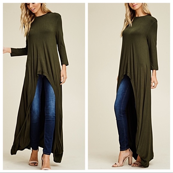 27 Olive green high low tunic/dress - Picture 3 of 3